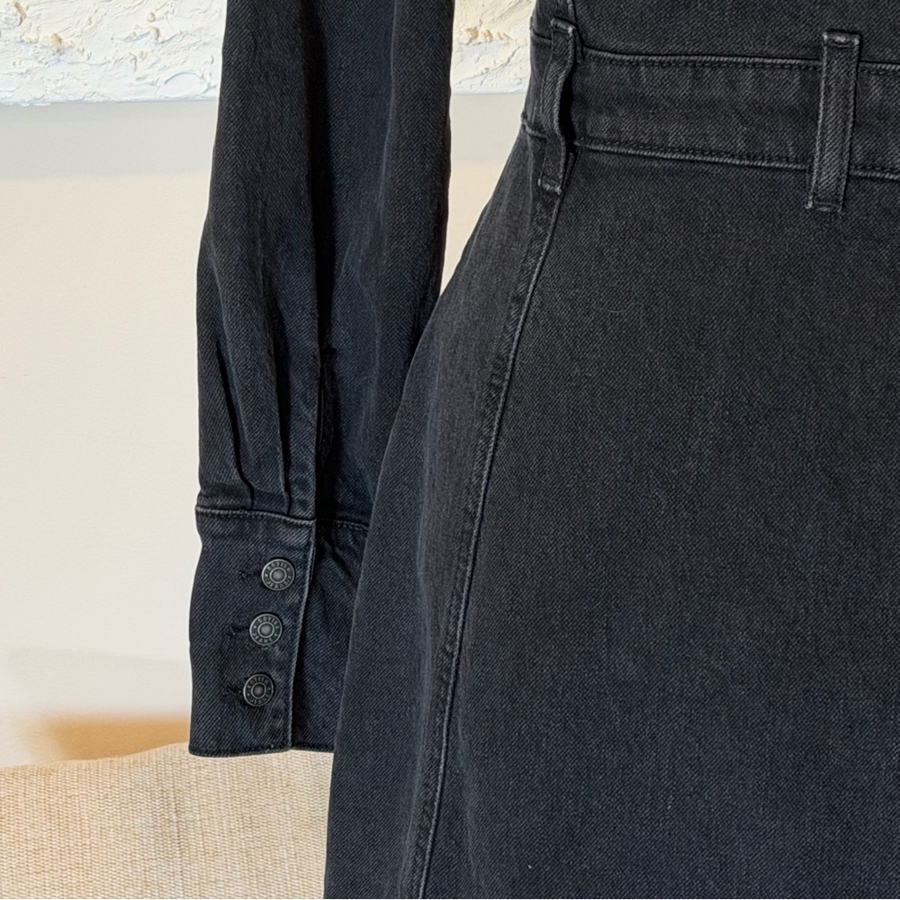 Boyish Denim Dress Womens Black Washed Gray Emmet Moonfleet Button Front Sz S - Picture 6 of 10